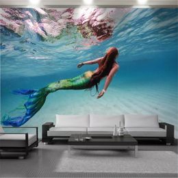 3d Mural Wallpaper Romantic Beautiful Mermaid under the Sea Modern Wallcovering Home Decor Living Room Bedroom Painting Wallpapers