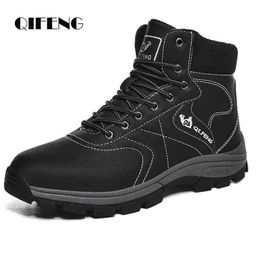 Gelbe Knöchelstiefel Cowboy Schuhe Schnee Warm Fell Turnschuhe Gepolsterte Trekking Schwarz Wasserdichte Leder Männer Wandern Schuh Winter Sommer 211216