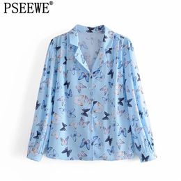Spring Blue Women Shirts Harajuku Button Up Long Sleeve Top Female Fashion Elegant Chic Woman Blouse 210519