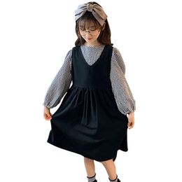 Teen Girls Clothing Plaid Pattern Costume For Dress + Vest Tracksuit Girl Spring Autumn Children's 6 8 10 12 14 210527