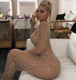 Kylie jenner vestido de fiesta Abito da ser das Abendkleid die Silver Celebrity dress Long sleeve Sheath Pearls Kim kardashian Sheath Yousef aljasmi