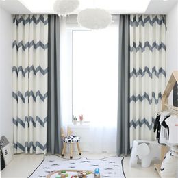 Curtain & Drapes GYC2453 Gyrohome 1PC Blackout Big W Pattern Splice Solid Color "Customised" Window Linen LivingRoom Dec