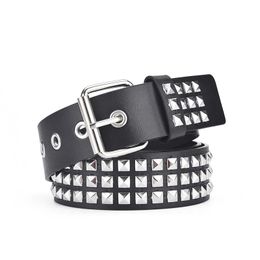 Fashion Pyramid Rivet Band Studded Belt Men Women Punk Rock With Pin Buckle Hardware Jeans Designer Female Waist Belts