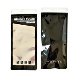 12.5*29cm 100pcs Black Zip Lock Packaging Bags with Clear Window on Front Printed Quality Glossy Underwear Packing Pouch