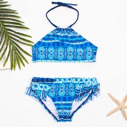 Tassel Falbala Kids Bikini Set Print Multi Girls Swimwear Swimsuit Bikinis Children Biquini Infantil Bathing Suit A372