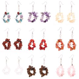 Irregular Natural Crystal Stone Handmade Punk Beaded Earrings Dangle Party Club Decor Energy Jewelry For Women Girl