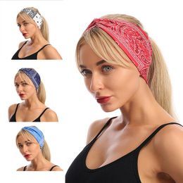 Handkerchief Elastic Anti-leaf Cross-printing Bouquet Headband Sports Headbands Ladies Wash Headwear Polyester Multicolor Optional WH0086