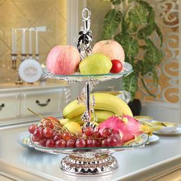 Bath Accessory Set Double Layer Three Grape Vine Glass Fruit Plate Home Fashion Wedding Candy Snack