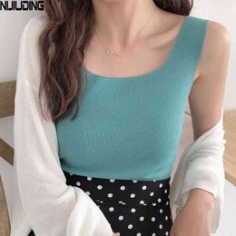 Women Fashion Slim Camisole Summer Knitting Tank Tops Female Bodycon Sleeveless camisole With Shinning Rayon Knitted 210514