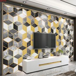 Custom 3D Photo Wallpaper Walls Modern Square Geometric Pattern Living Room Sofa TV Background Home Decor Mural Papel De Paredegood quatity