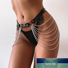 Black Leather Chain Belt Goth Sexy Body Chain Skirt Punk Style Strap Waist Thigh Harness Raver Dance Jewelry Factory price expert design Quality Latest Style