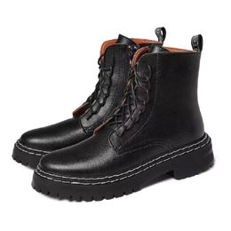 Women Boots Platform Shoes Triple Black Womens Cool Motorcycle Boot Leather Shoe Trainers Sports Sneakers Size 35-40 10