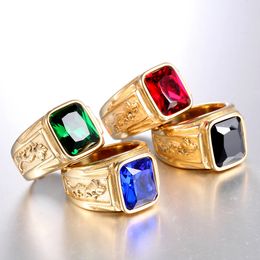 Stainless steel cast men's Square Store Ring HIP Hop Punk vintage gem Slivery Colour Wedding Rings Man Party Jewellery For men 547097533824