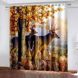 Po Blackout Window Drapes Luxury 3D Curtains For Living Room Bed Office El Home Forest Animal Curtain &