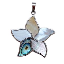 Flower Pendant Mix Colour Paua Shell Natural Abalone Jewellery for Women Girls 5 Pieces