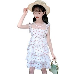 Kids Dresses For Girls Dot Pattern Tiered Kid Mesh Childrens Summer Clothing 210528