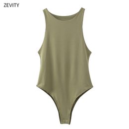 Women fashion candy Colours slim bodysuits female chic o neck sleeveless vest blouse brand leisure playsuits tops P859 210420