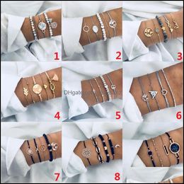 Link, Jewelryrestoring Suit Geometric Beads Electrocardiogram Map Cross Design Mtielement Chain Bracelet Women Bracelets Fashion Drop Delive
