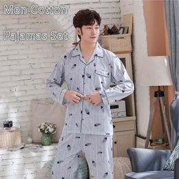 Men's Sleepwear WInter Homewear Lsisure Knitted Cotton Sleep Shirt Trousers Feather Vetement Homme Luxe Soft Uxury Men Clothes
