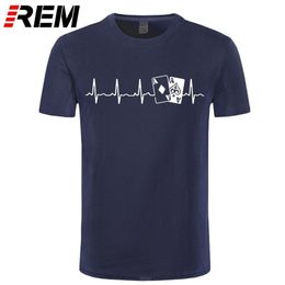 tee shirt poker heartbeat shirt anime homme Grey for men clothes splicing cotton cheap custom printed t shirts 210409