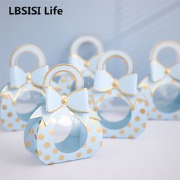 LBSISI Life 20pcs Wedding Candy Paper Handle Box With Windows Chocolate Packing Birthday Graduation Party Favor Gift Decoration 211108