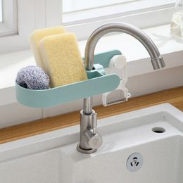 Adjustable Faucet Drainage Shelf Punch-free Kitchen Sundries Storage Rack for Bathroom Soap Rag and Sponge Organise Holder