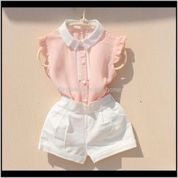 Baby Clothing Baby Maternity Drop Delivery 2021 Arrival Summer Chiffon Cool Tops Teenage Girls Ruffle Blouse Kids Sleeveless Turndown Collar