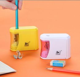 Quality 3 Colours Automatic Electric Pencil Sharpener Safe Fast Prevent Accidental Opening Stationery School Supplies Students Artists Classrooms Office