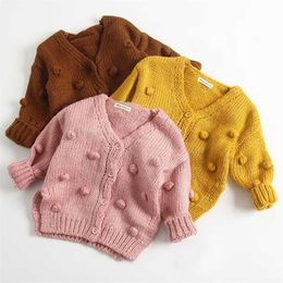 Spring Autumn Baby Girls Knitting Cardigans Coat Kids Sweater Cotton Sweaters Single Fashion Brand Clothing 211201