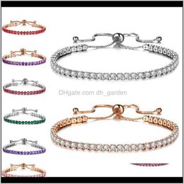 Tennis Bracelets Fl Row Crystal Cubic Zirconia Sier Gold Pl Adjustable Bracelet Cuffs Women Fashion Jewellery Will And Sandy Ship Drop Deliver