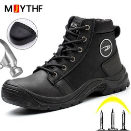 Indestructible Shoes Men Boots European Standards Work Boots Leather Shoes Safety Boots Anti-puncture Industrial Shoes Security