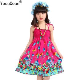 Girls Dress Summer Beach Bohemian Kid Dresses For Girls Sleeveless Clothes Children Clothing Sundress Child Costume YCSD1801 Q0716