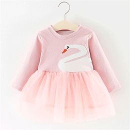 Fashion Baby Dress Swan Autumn Princess Clothes Long Sleeve Infant Spring Girls Clothing 210429