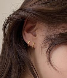 Delicate Small T Shaped Hoop Earrings For Women Minimalist Bar Charms Simple Tiny Ear Cartilage & Huggie