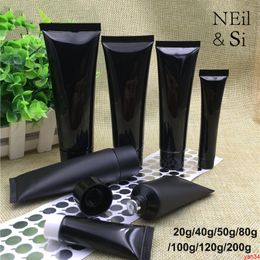 20-200ml Black Plastic Soft Bottle Empty Cosmetic Facial Cleanser Eye Cream Squeeze Tube Hand Lotion Lip Balm Packing Bottlesgood qtys