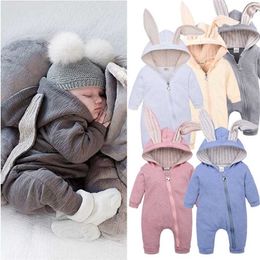 Spring Autumn Baby Rompers Cute Cartoon Rabbit Infant Girl Boy Jumpers Kids Outfits Clothes Overalls Easter Costume 211101