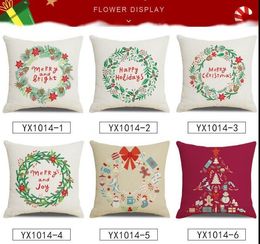 red green 20 colors decorative pillow covers for christmas Halloween linen pillows 45*45CM custom Santa printed leaning pillowcase Cushion Textiles without inner