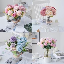 -Bianco rosa Seta peonia fiori artificiali fiori rosa sposa sposa casa fai da te decorazione grande bouquet artigianale falso ortensia neonata respiro fiore decorativo