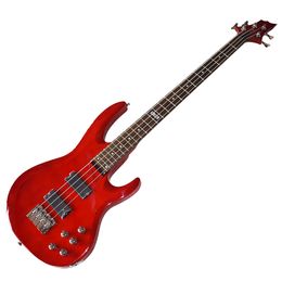 Factory Outlet-4 Strings Red Electric Bass Guitar with 24 Frets,Rosewood Fretboard