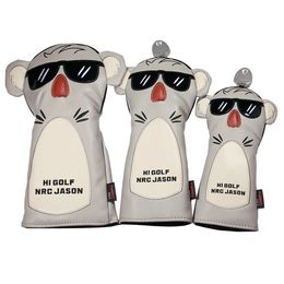 3pcs PU Koala Embroidery Golf Club Headcover for Driver Fairway Wood Hybrid Cover