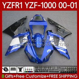 OEM Fairings For YAMAHA YZF-R1 YZF1000 YZF R 1 1000 CC YZFR1 00 01 02 03 Bodywork 83No.106 YZF R1 1000CC Blue black white 2000 2001 2002 2003 YZF-1000 00-03 Motorcycle Body Kit