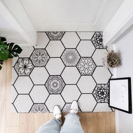 Carpets PVC Anti-Slip Kitchen Carpet Welcome Doormat Geometric Printed Floor Mat Hallway Portch Rug Door Mats Outdoor