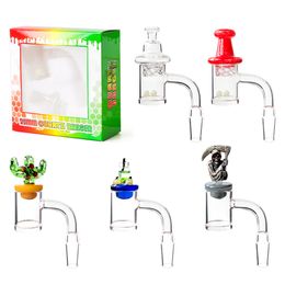 14MM male OD25MM 2mm Quartz Banger with Carb Cap smoke accessory 90degree flat top mail glass water bong dab rig smoking pipe