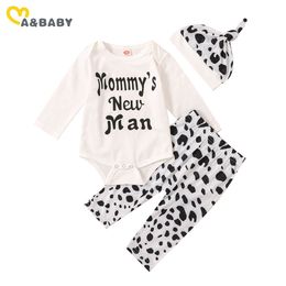 0-18M born Infant Baby Boy Clothes Set Letter Romper Pants Hat Autumn Outfits 210515