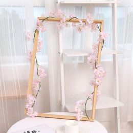 Decorative Flowers & Wreaths 1.8m Cherry Blossoms Artificial Vine Hanging Pedant For Wedding Arch Wall Home