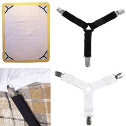 Elastic Bed Sheet Grippers 4Pcs/Set Belt Fastener Adjustable Triangle Anti-slip Button Multifunction Adjustment Buckle Mattress Cover Blanket Holder Clips JY0620