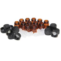 2021 2ml (1/4 dram) Amber Glass Essential Oil Bottle perfume sample tubes Bottle with Plug and caps 5/8 dram