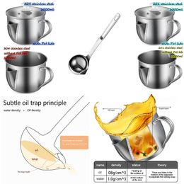 Arrival! 304/201 Stainless Scoop Philtre Grease Pot/Spoon Colander Spoon Soup Oil Separation Cooking Kitchen Gadgets 210626