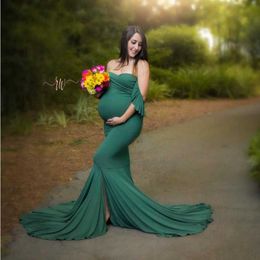 Maternity Gown Cotton Dresses For Photoshoot Pregnant Women Sexy V Neck Short Sleeve Long Pregnancy Dress Photography Props