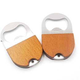 NEWWooden Stainless Steel Bottle Opener Solid Color Cone Oval Square Shaped Beer Bottle Openers for Advertising ZZE7872